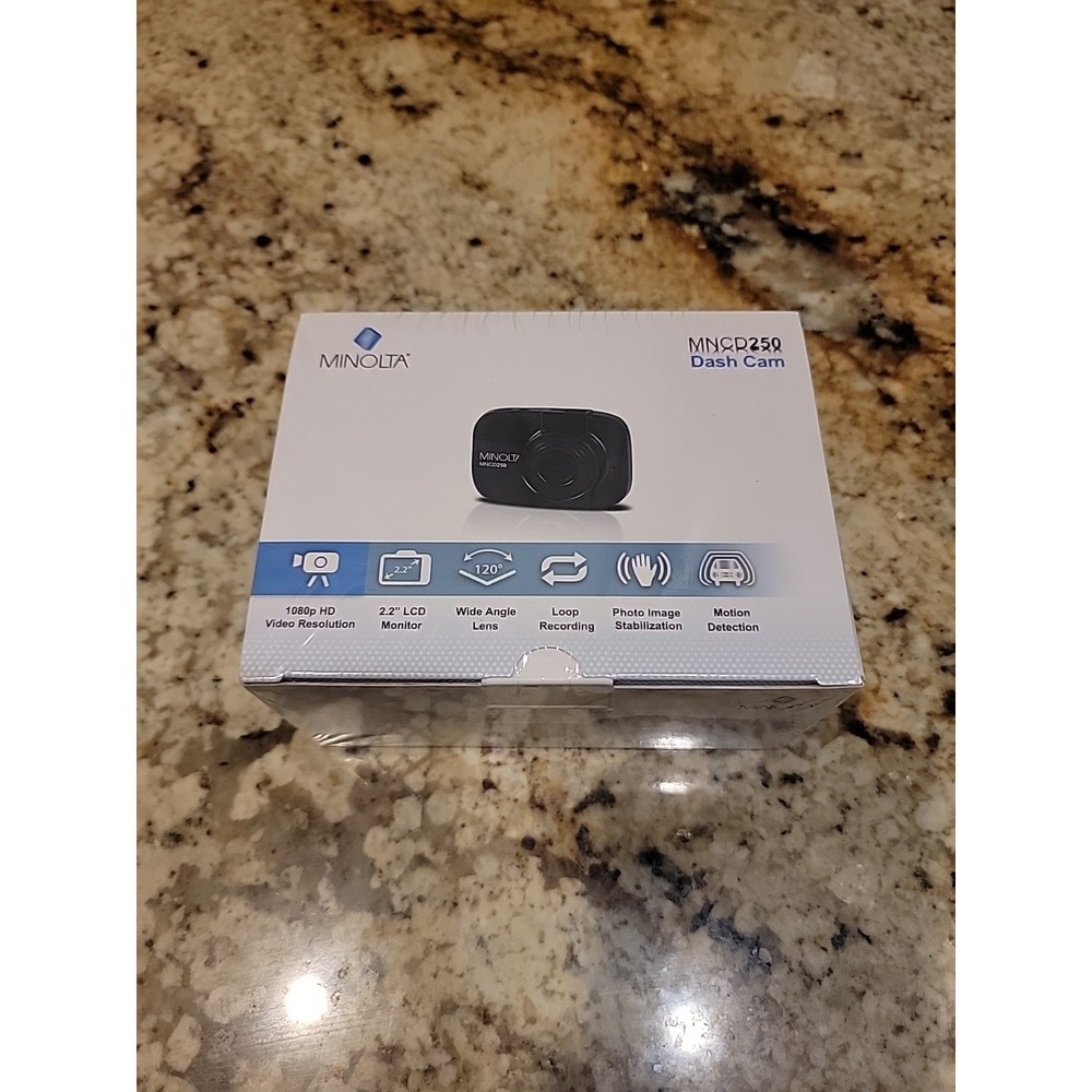 New Sealed Minolta MNCD250 Full HD 12MP 2.2" LCD Screen Dash Cam #MNCD250-Black